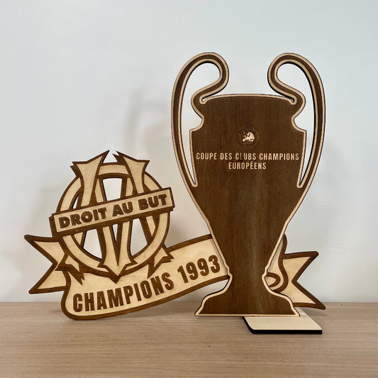 Décoration Olympique de Marseille en bois champions 1993