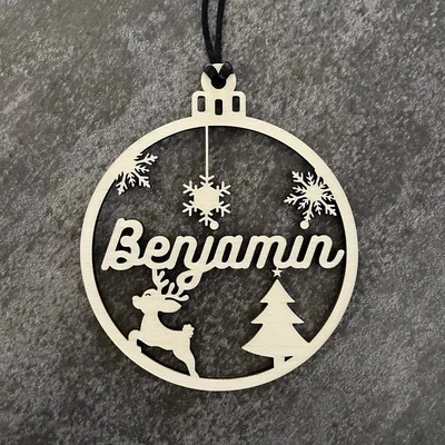 Boule de Noël Personnalisée - Renne et Sapin