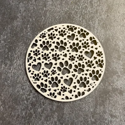 Dessous de Verre Chats - sous Verre en Bois Lot de 6 Pièces 9x9cm - Motif “Pattes de Chat et Cœurs”